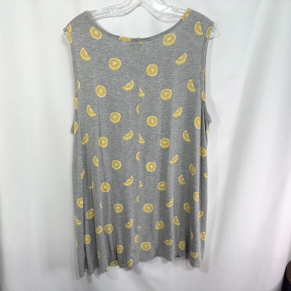 Cato Plus Size 18 20 Tank Top Gray Lemon Print Knit Rayon Scoop Neck Cami 1570 - Picture 2 of 8